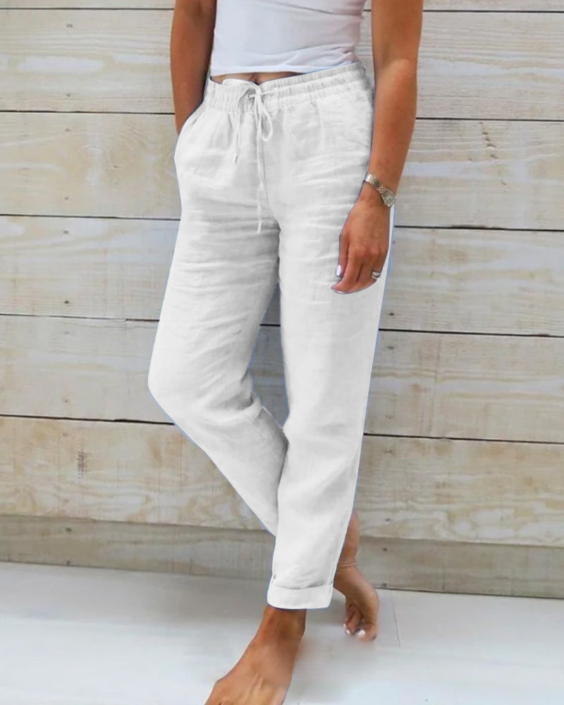 Addison™ - Cotton Linen Elasticated Trousers