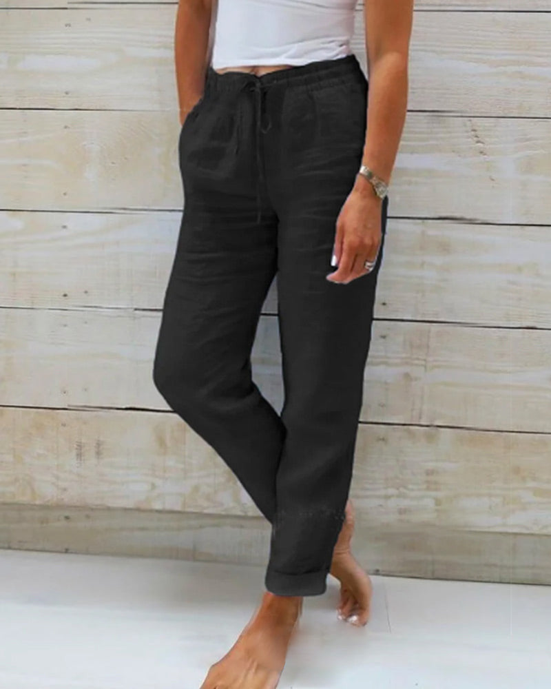 Addison™ - Cotton Linen Elasticated Trousers