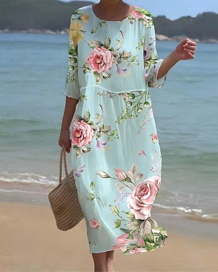 Miranda Elegant Floral Dress that Hides the Belly