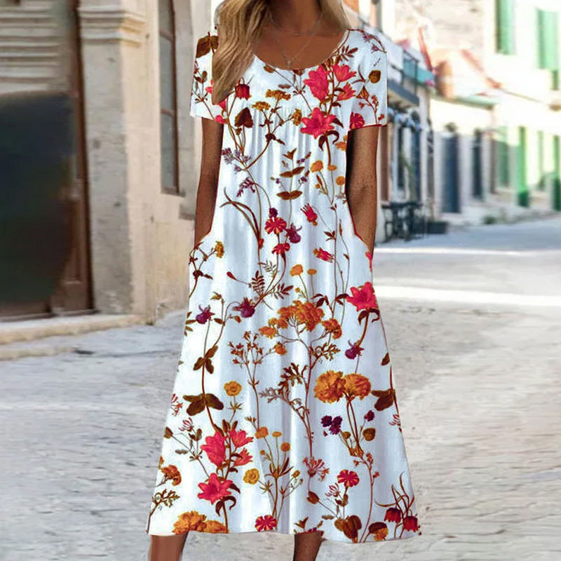 Aimee | Boho Floral Dress with Tummy Coverage