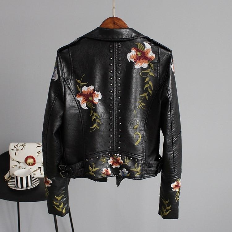 Ella | Women's Leather Jacket With Floral Accents