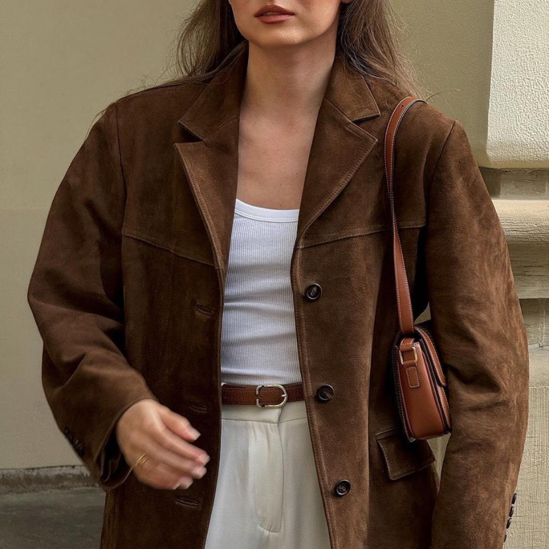 Beatrice | Elegant Brown Suede Jacket