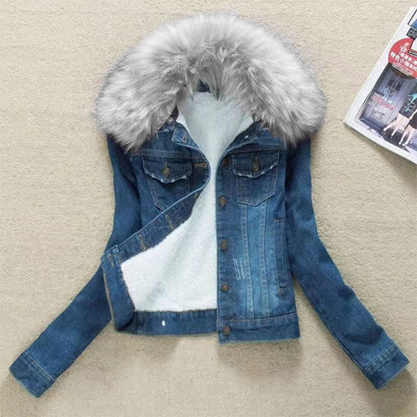 Freya/ Stylish Denim Jacket with Plush Lining