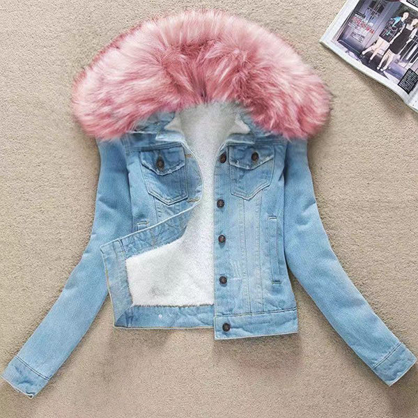 Freya/ Stylish Denim Jacket with Plush Lining