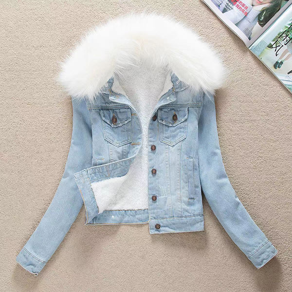 Freya/ Stylish Denim Jacket with Plush Lining