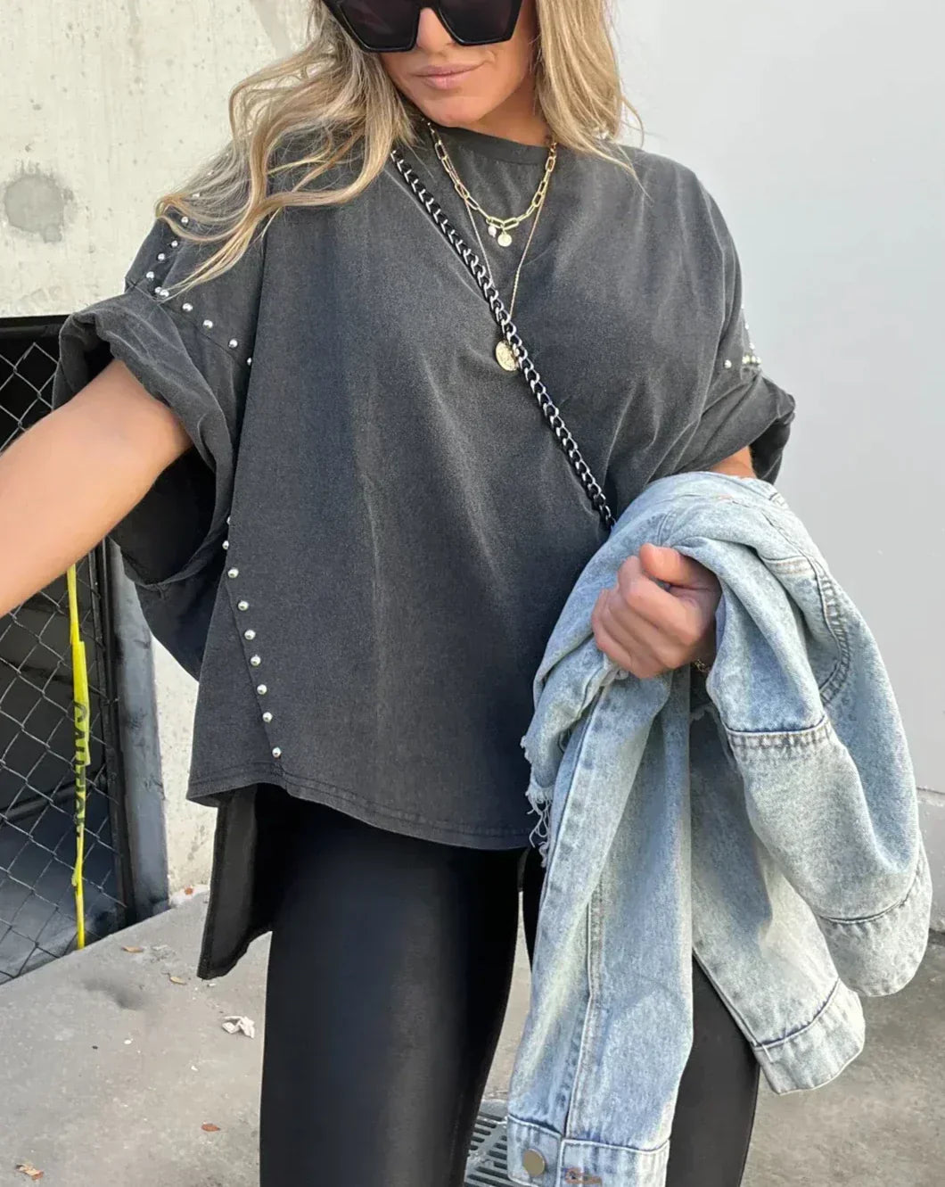 Cassia™| Oversized Studded Tee