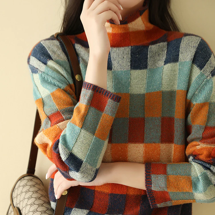 Aurora/ Cozy Patchwork Turtleneck