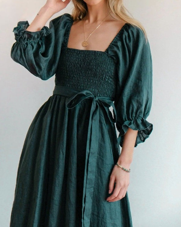 Alesha - French Dress with Folded Sleeves